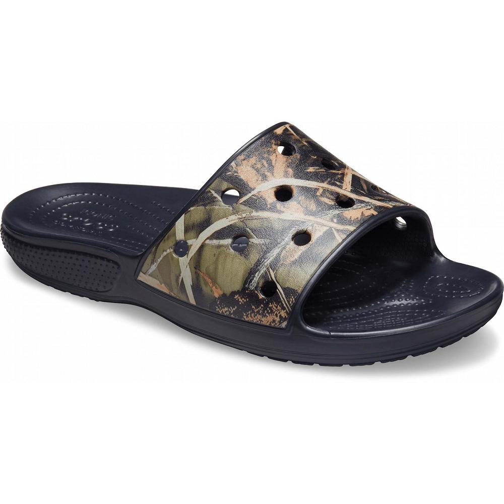 Black Men's Crocs Classic Realtree® Slides | NZ 1277EBCX